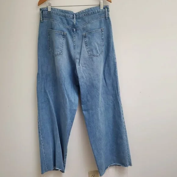 Zara Caia Relaxed Fit Front Pleat Wide Leg High Waist Jeans SZ 12 - Picture 7 of 9